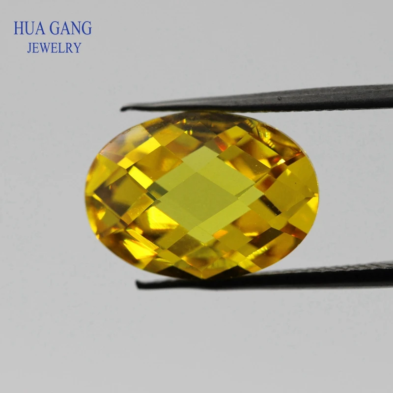 

Golden CZ Stone Oval Shape Double Checkerboard Synthetic Gems Yellow Cubic Zirconia For Jewelry Size 3x5~13x18mm Free Shipping