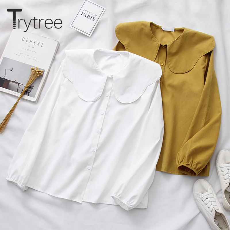 Ttytree весенние блузки Повседневная рубашка для женщин полиэстер офиса леди Питер