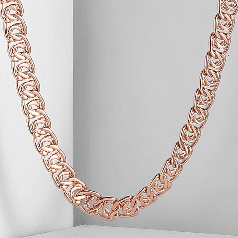 

7mm Wide Womens Mens Chain Unisex Boys Girls Snail Link Rose Gold Filled GF Necklace GN326