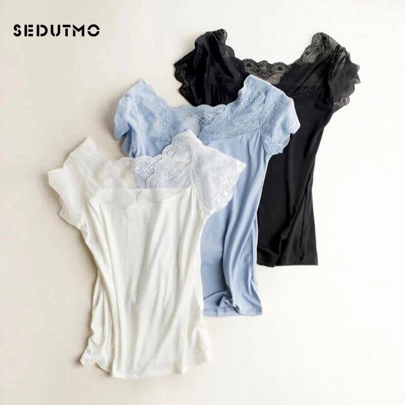 

Женская Кружевная футболка в стиле Харадзюку, повседневный топ с коротким рукавом, 2018 хлопок, ED185, лето 100%