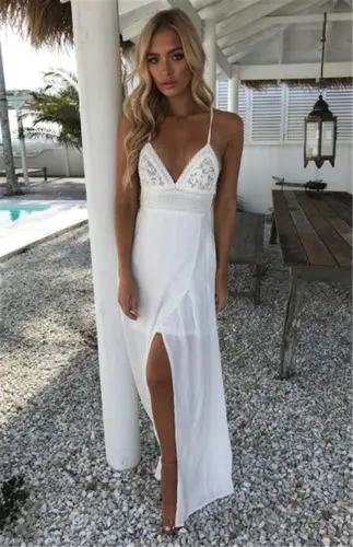 Женское длинное платье в стиле бохо с V-образным вырезом пляжные женские платья