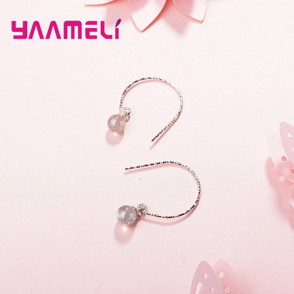 Женские серьги из серебра 925 пробы с серыми бусинами | Украшения и аксессуары