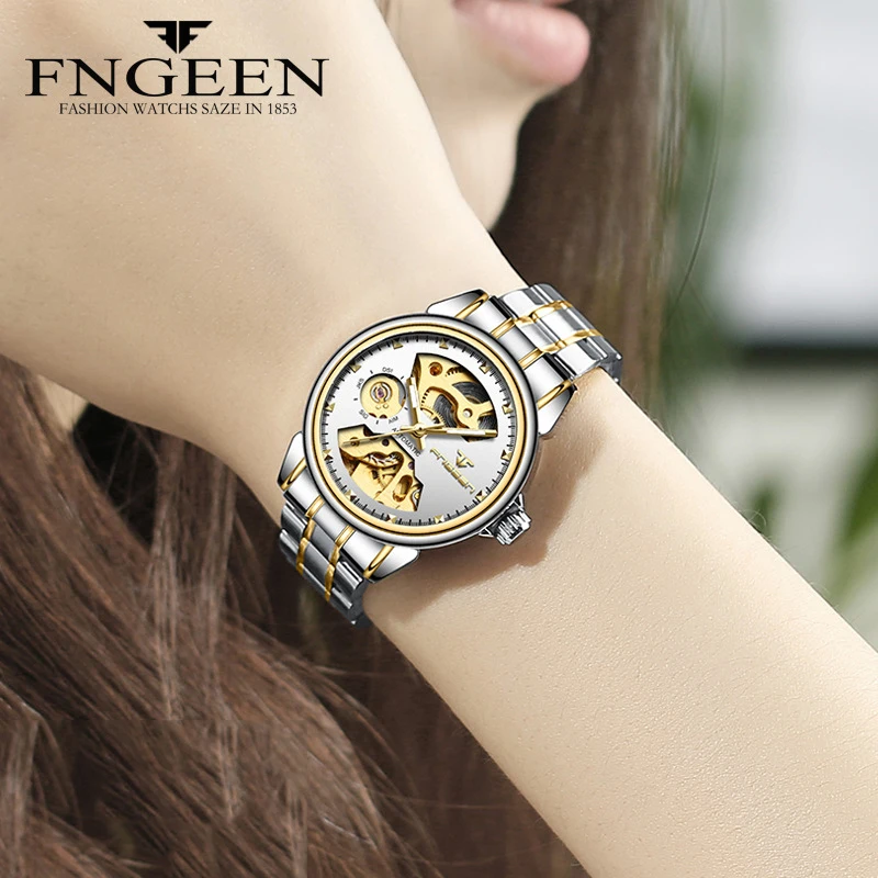 Женские Механические часы бренд fngeen Reloj Mujer полностью стальные Relogio Femino автоматические часы Montre Femme