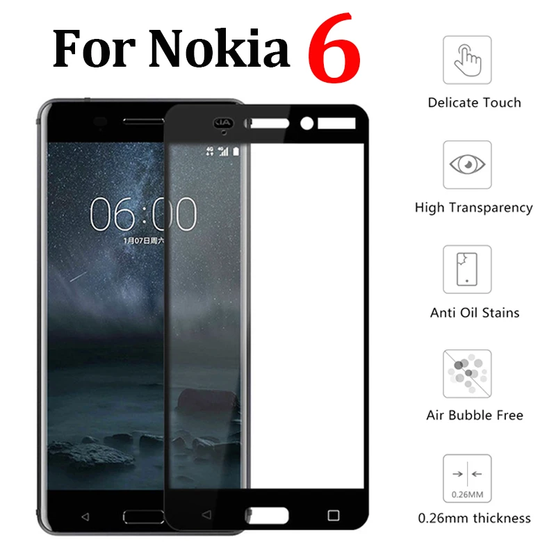 Закаленное стекло noki для nokia 6 защитная пленка на экран noka A6 с полным покрытием |
