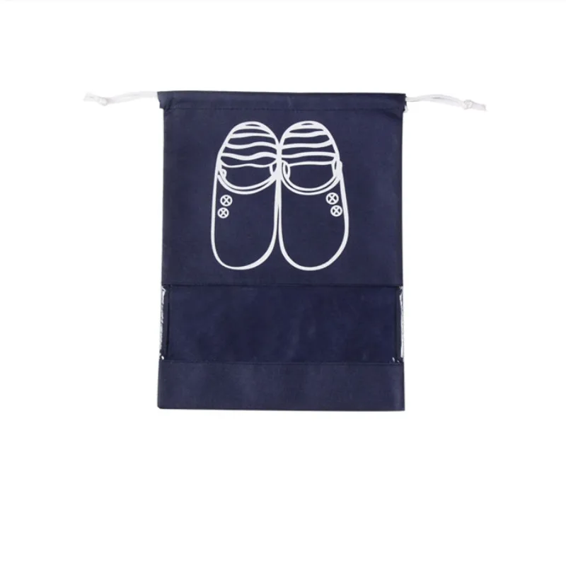 darkblue patterned A 1pcs Drawstring Shoes Storage Bag Travel Storage Organizer Portable Package Bags Waterproof Wardrobe Home Non-Woven Pouch - Цвет: darkblue patterned A