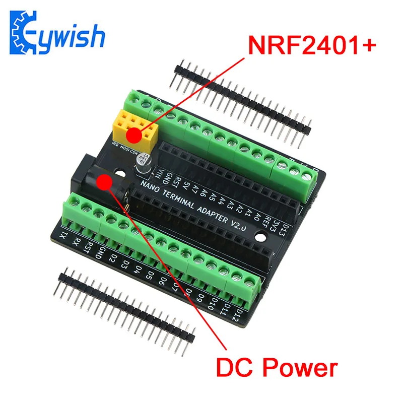 Keywish нано терминал плата адаптера расширения для Arduino Nano V3.0 AVR ATMEGA328P с NRF2401+ интерфейс расширения питания постоянного тока