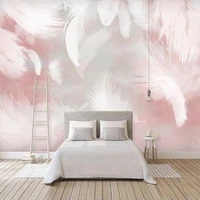 photo wallpaper modern fashion pink feather murals living room bedroom romantic home decor self adhesive waterproof 3d stickers