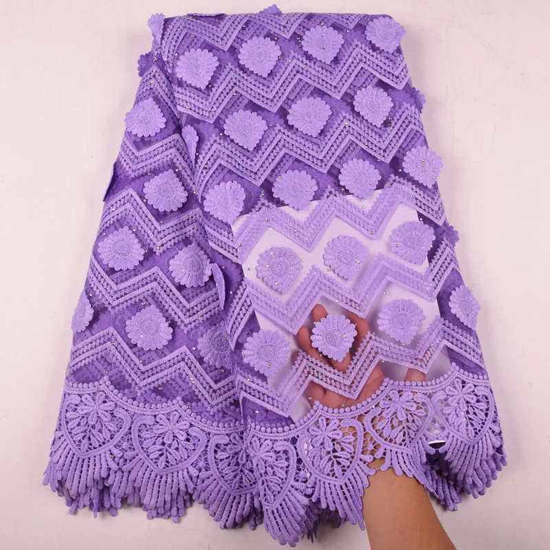 Новейшая африканская кружевная ткань с аппликацией из молочного шелка