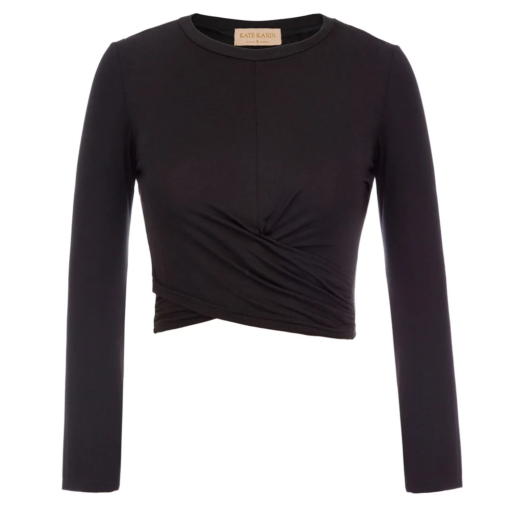 РАСПРОДАЖА ЖЕНСКИЙ базовый с коротким рукавом Круглый вырез обрезанная длина