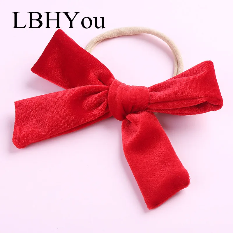 15pcs/lot Velvet Bows Nylon Headbands For Girls Handmade Elastic Knotbows Hairbands School Baby Kids Head Wraps | Аксессуары для