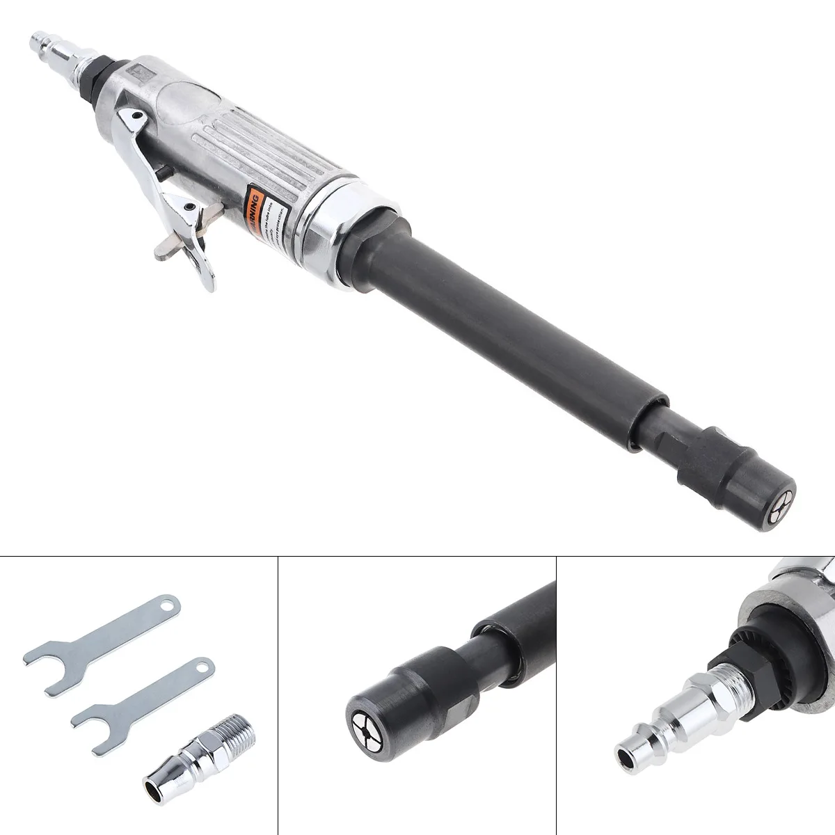 

1/4" 25000RPM Extended Straight Shank Pneumatic Grinding Machine with Bayonet Quick Connector Disassembly Wrench for Tire Repair