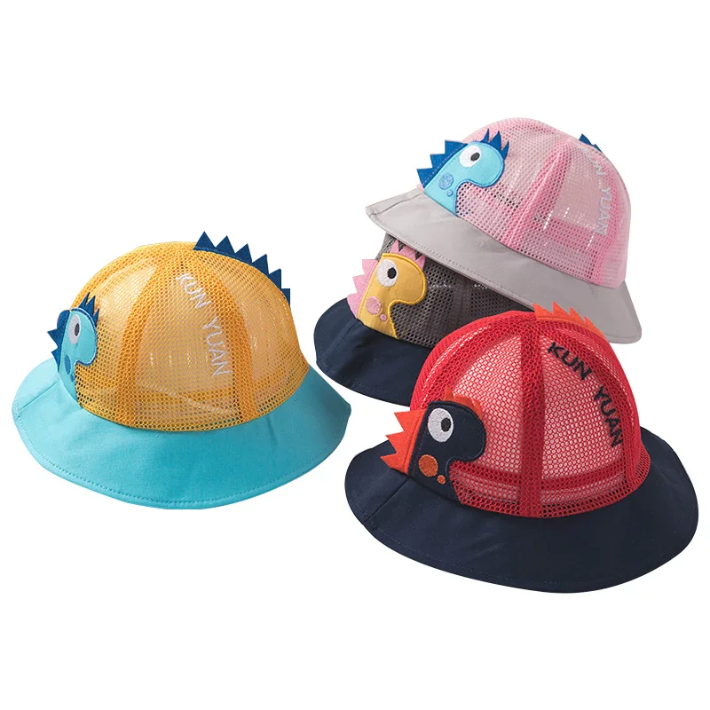 Dinosaur Baby Hat Cotton Double-sided Bucket Spring Autumn Cap Kids Hats Toddler Accessories 1PC | Детская одежда и обувь