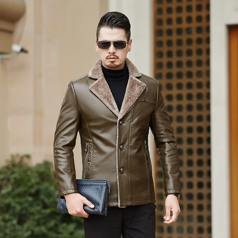 Новинка 2018 повседневные эксклюзивные зимние мужские Куртки из натуральной кожи