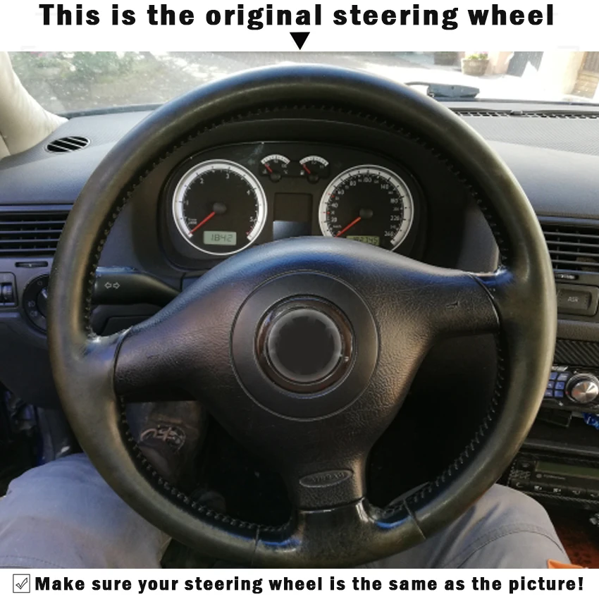 Черный чехол на руль из искусственной кожи CARDAK для Volkswagen Golf 4 1998-2004 Passat B5 1996-2005 Polo Seat Leon