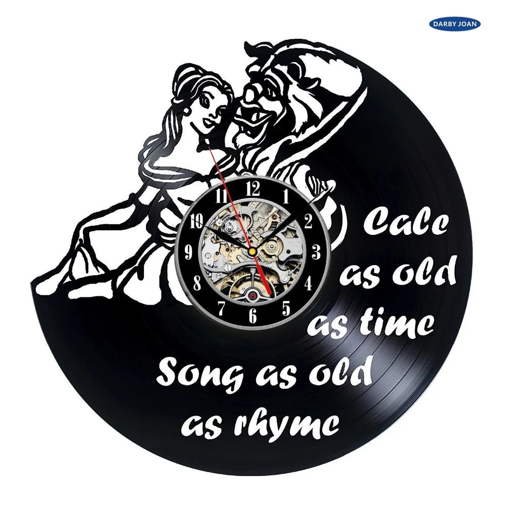 Красивые и Чудовище Белль мультфильм виниловая запись дизайн настенные часы