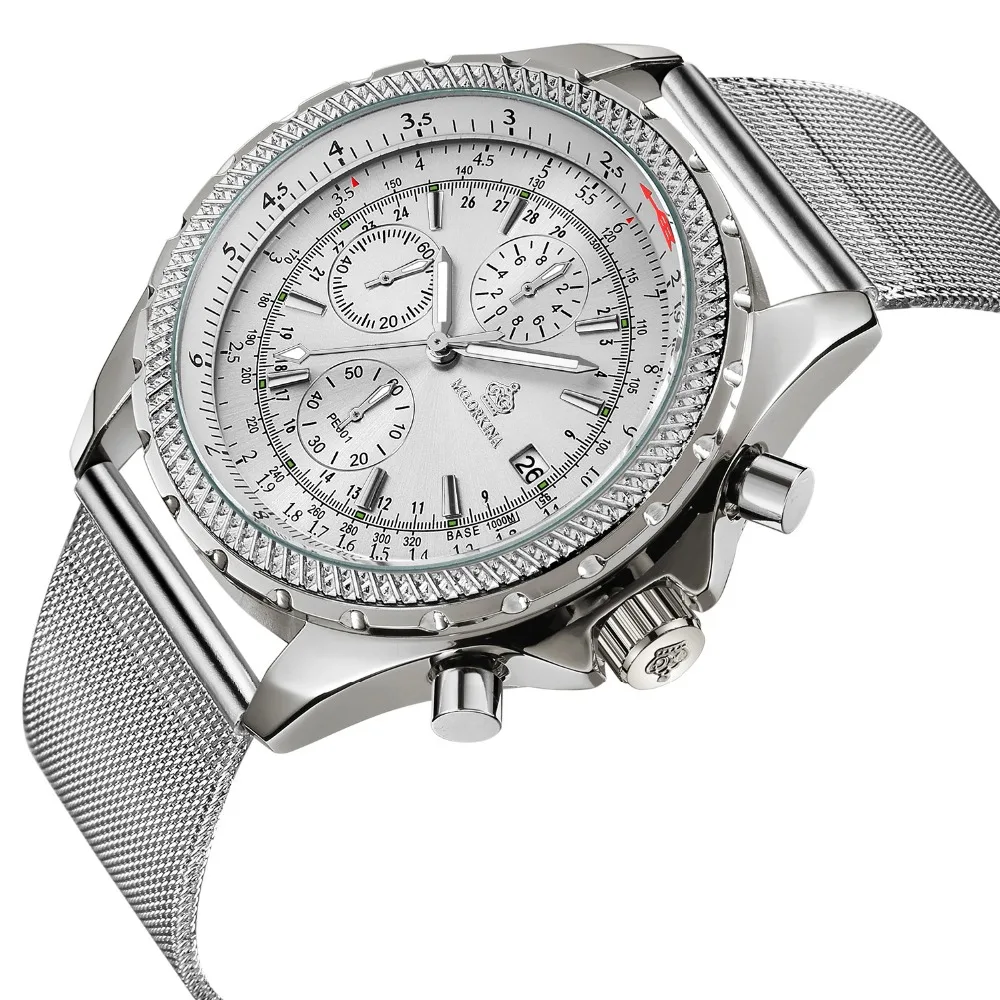 Новые роскошные Брендовые мужские наручные часы ORKINA с серебристым сетчатым