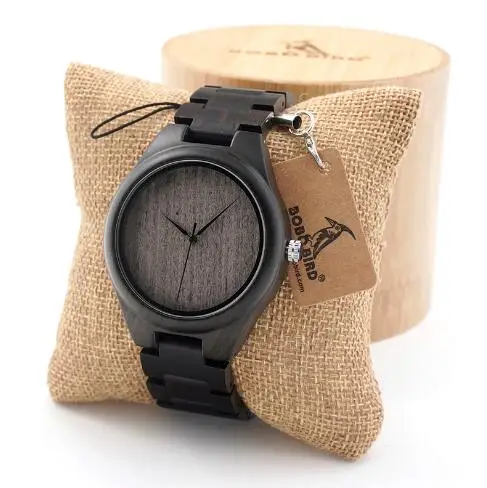 H06 BOBO BIRD часы мужские Relogio Masculino из черного дерева наручные часы мужские повседневные Кварцевые reloj hombre в подарочной коробке логотип на заказ - Цвет: H06