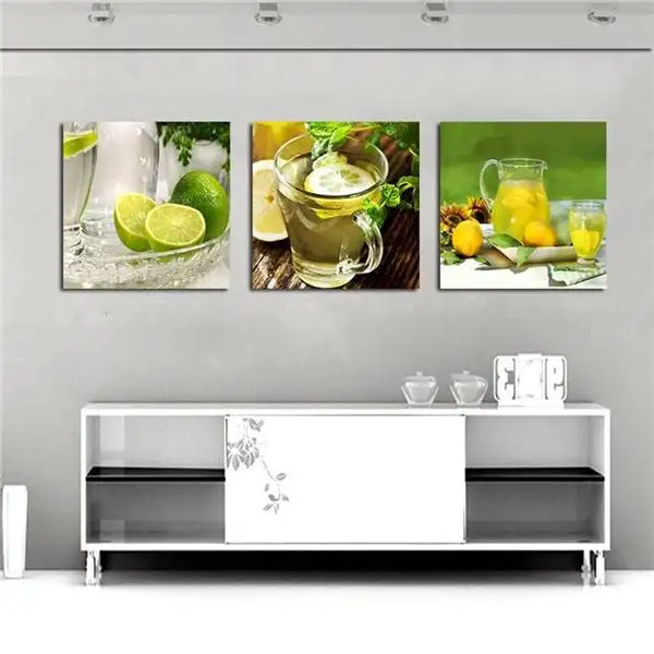 3 Панель современные печатные фрукты картина с лимонами Картина на холсте Kicthen