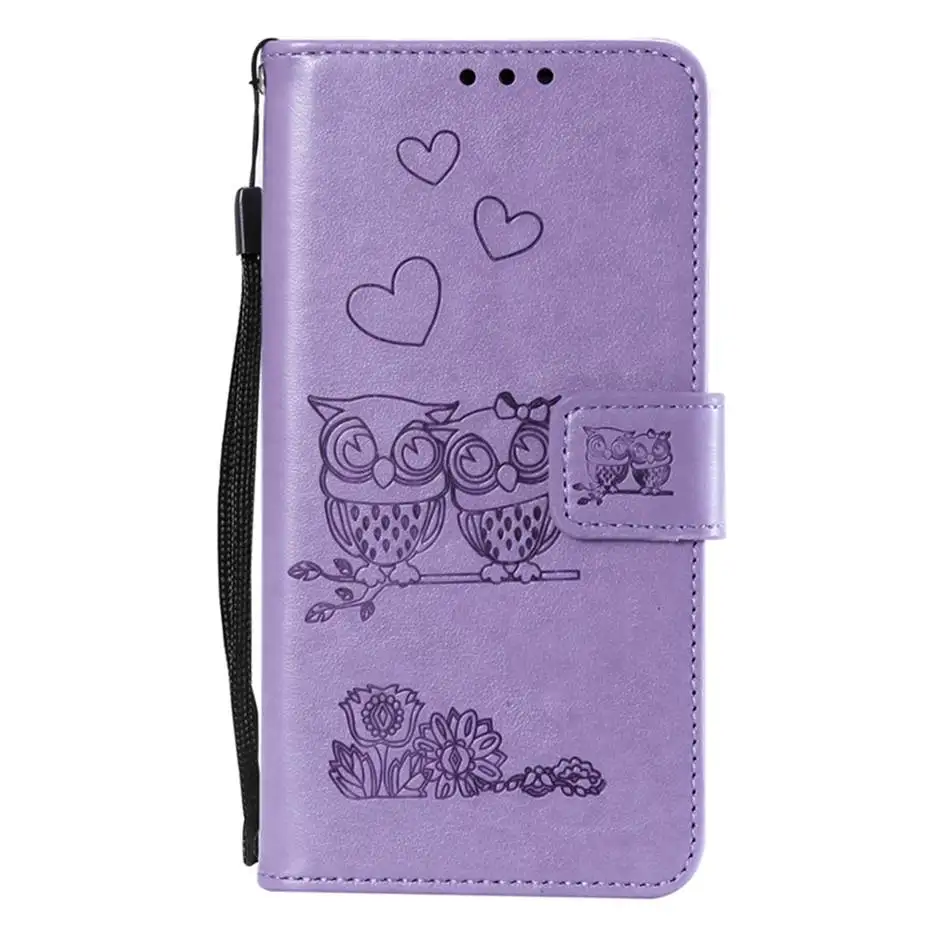 Чехол книжка из искусственной кожи с объемной совой для Samsung galaxy S10 S10E A3 A5 A7 A6 J4 J6 Plus