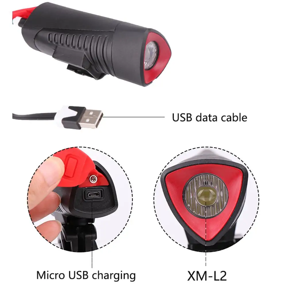 L2 LED USB Перезаряжаемый велосипедный передний фонарь для велосипедных фар руль