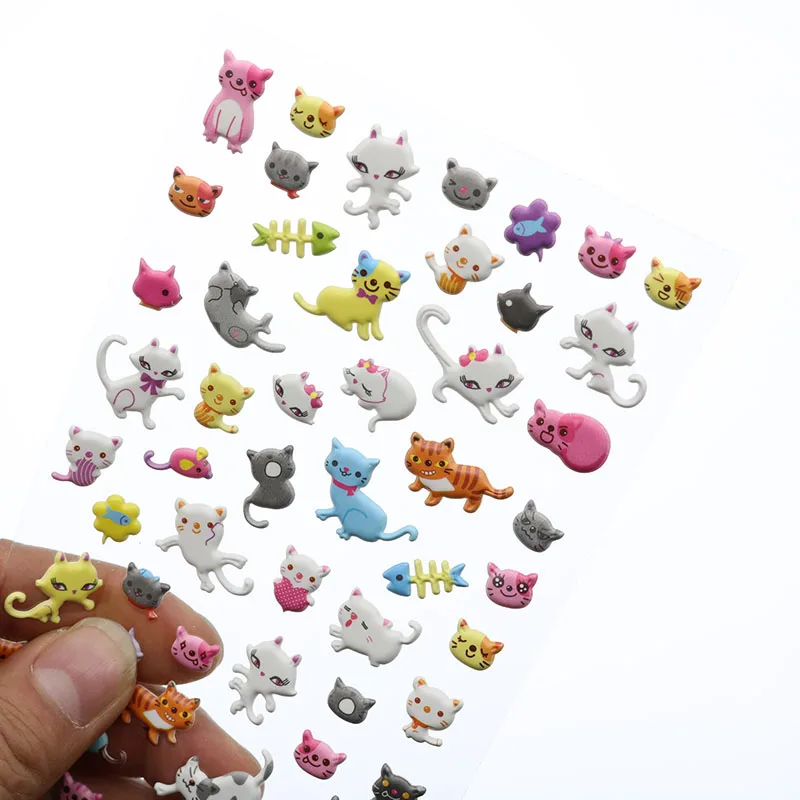 2pcs Kawaii 3d милый кот мультфильм пузырь стикер детская игрушка детский коллаж креативный мобильный телефон книга украшение стикер s