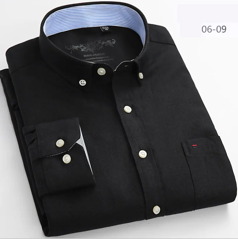 Mwxsd high quality Casual Mens Oxford Cotton Shirt Men Striped plaid wedding part Shirts male slim fit non iron Easy care shirt - Цвет: 18