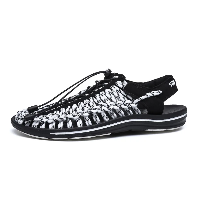 Белый Water Shoes Beach Men's Woven New Style Leisure Sandals Tide Vietnam Rome Korean Style Mesh Slippers Breathable Summer Sandals - Цвет: Белый