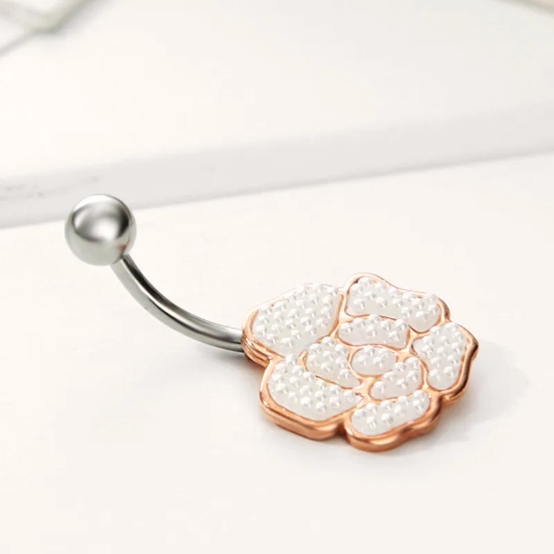Neoglory розовое золото цвет цветок Дизайнер пупка пряжки кольцо тела модные летние