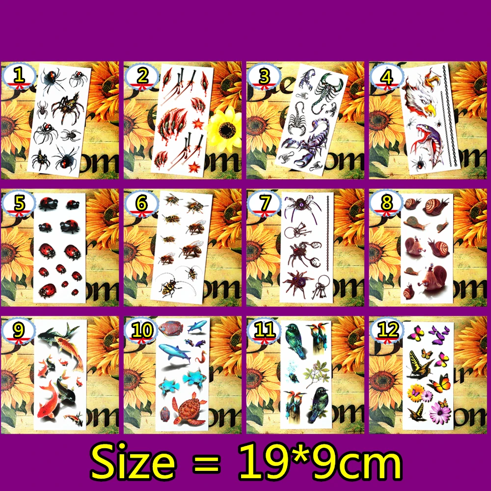 Временная 3d татуировка SHNAPIGN боди арт флеш наклейки 19*9 см водонепроницаемый