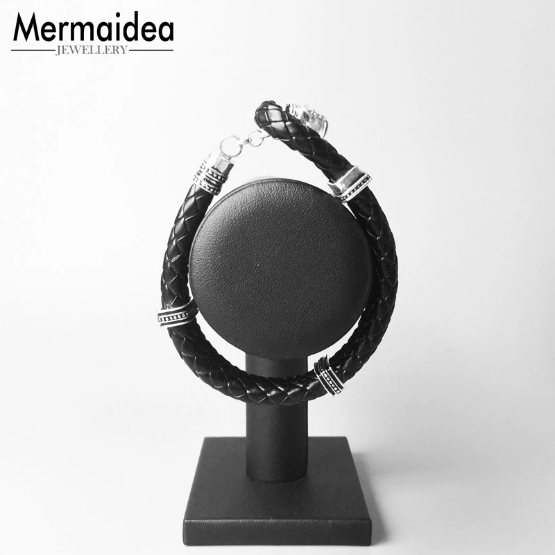 Bracelet Woven Leather Wrap Skull with Toggle Crap 2020 New silver plated Fashion Jewelry Punk Gift for Men Boy Women Girls | Украшения и