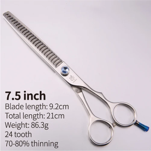 Blue 7.5 inch Fenice JP440c 7 дюймов 8 дюймов высококлассные ножницы для ухода за собаками филировочные ножницы истончение около 80 - Цвет: Blue 7.5 inch