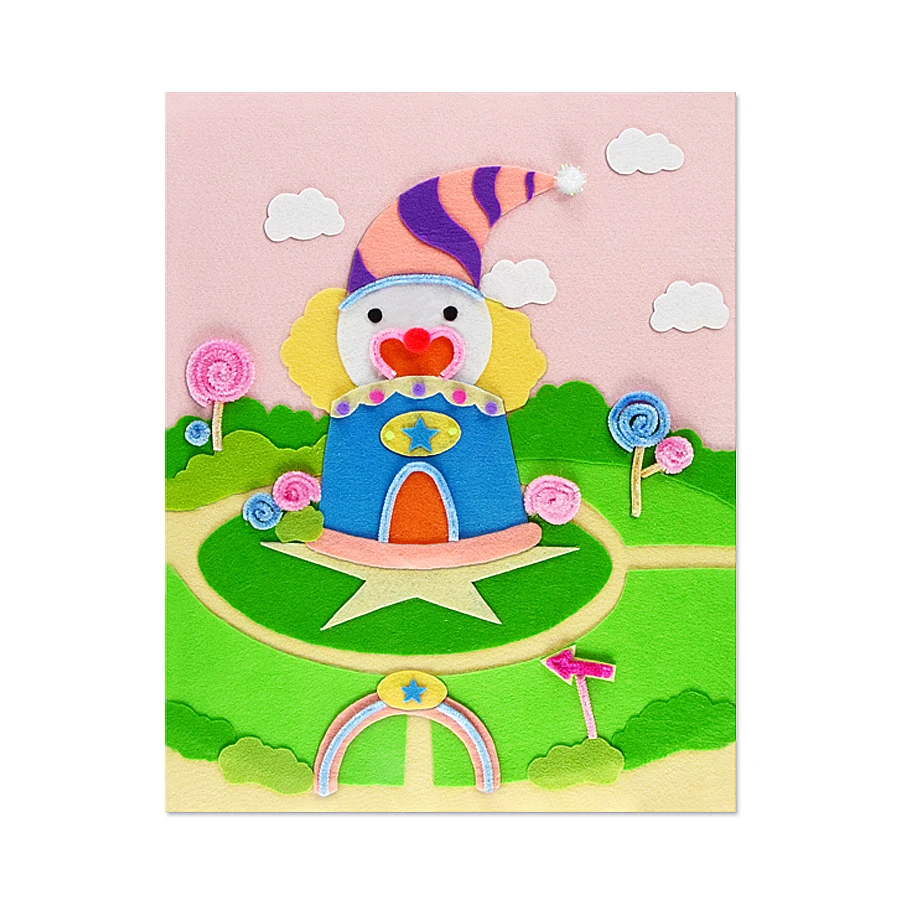 Cute Felt Non-woven Fabric Handmade Creative 3D Sticker Puzzle Art Crafts Kit Kindergarten Home Decoration Educational Toys | Игрушки и
