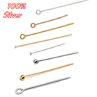 Штифты с круглой головкой для изготовления ювелирных изделий сделай сам, шпильки Т-образной формы из серебра 925 пробы 15, 20, 40 мм, 10 штук