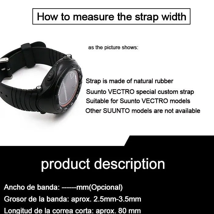 Мужские часы аксессуары для SUUNTO Векторные часы с пряжкой с водонепроницаемым резиновым ремешком