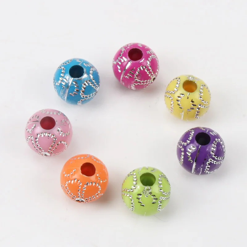 2018 New Mix Color Gold Stripe Flower Wave Acrylic Spacer Beads For Bracelet Necklace Jewelry Making DIY 10mm 50pcs | Украшения и