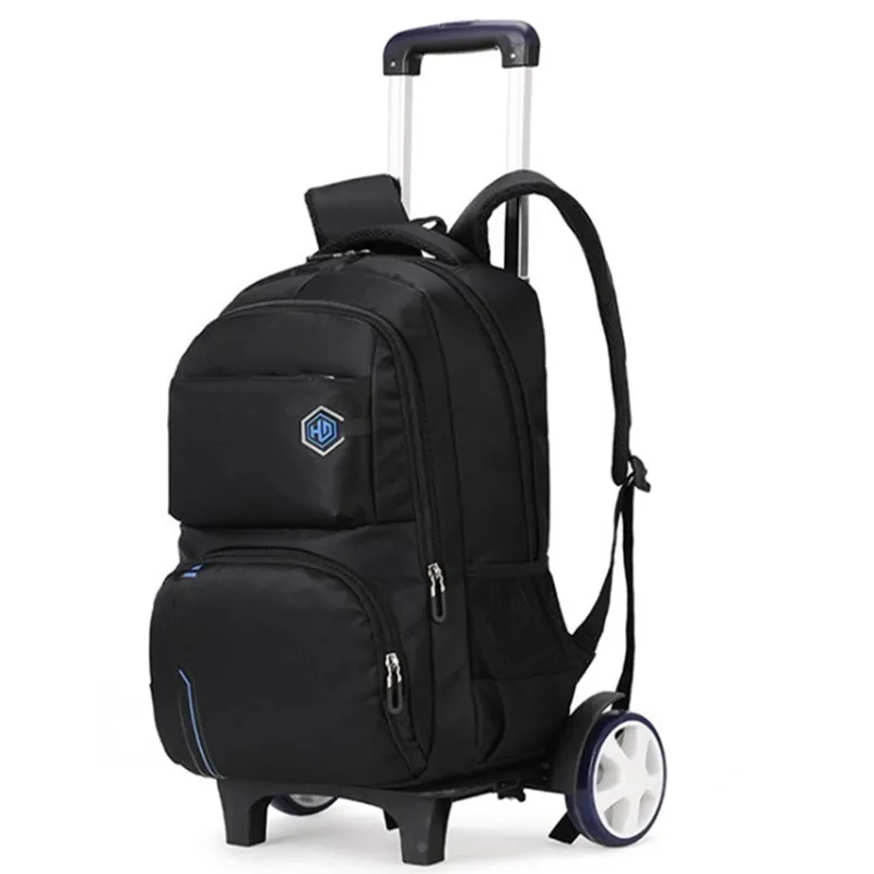 Middle school student trolley school bag 2/6 wheel travel casual schoolbag children detachable waterproof backpack luggage bags