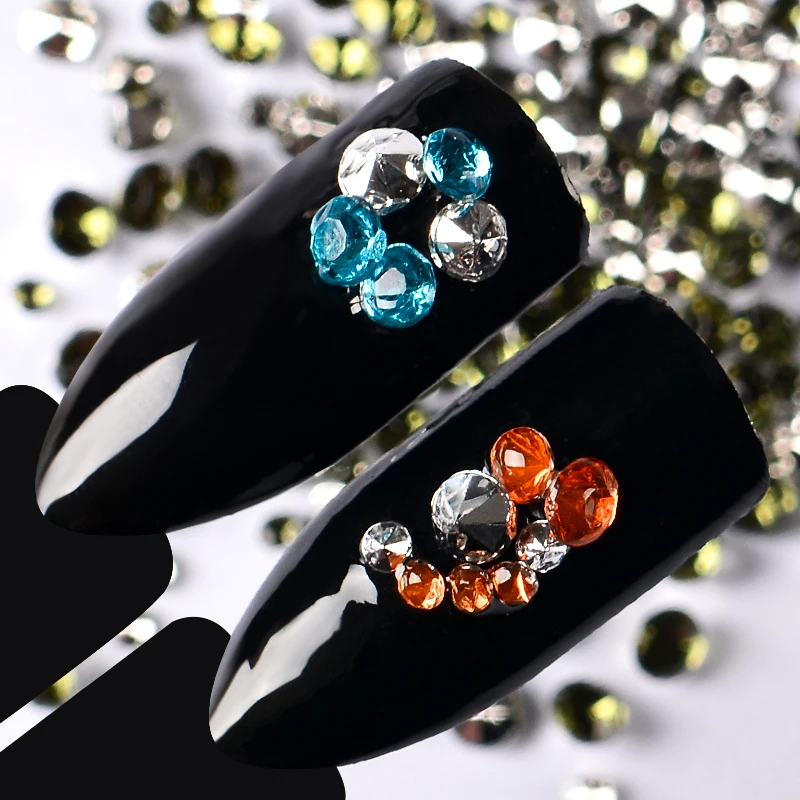 

1 Box Colorful Nail Art Decoration Mixed Size 3D Crystal Nail Rhinestone Sharp Bottom Manicure Nail Art Jewelry Accessories