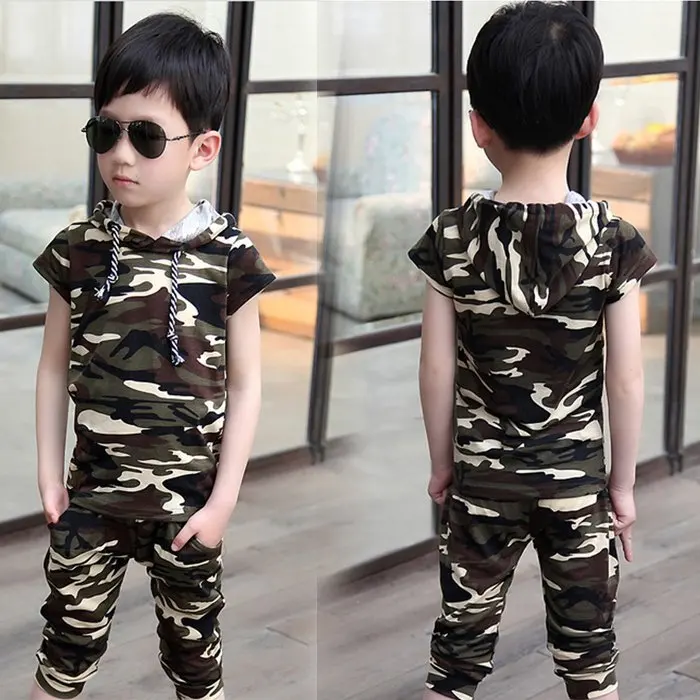 2017 Новая Мода Дети Одежда Мальчики Летний Набор Печати Рубашка + Короткие Мальчик