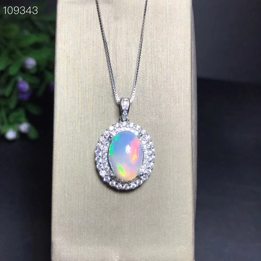 sale colorful opal gem pendant of necklace women silver fine jewelry good fireworks natural girl birthday gift party present | Украшения и