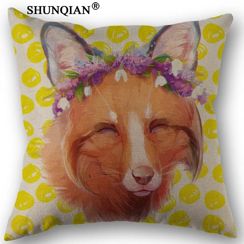 Наволочка из хлопка и льна с принтом лисы 45x45 см|pillow case|throw pillow casespillow cover custom |