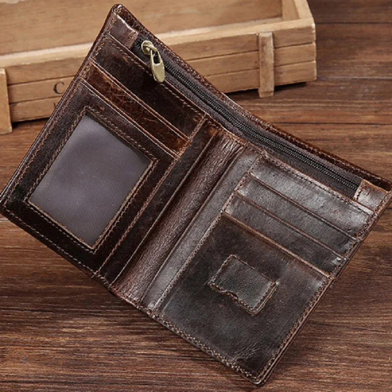 Мужской кошелек Norbinus из натуральной кожи короткий бумажник воловьей кредитница