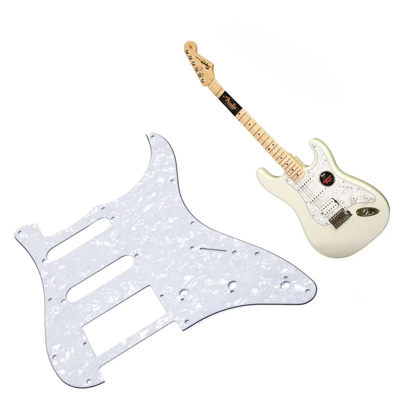Трехслойная пластина для защиты от царапин электрогитары Fender Stratocaster с белым