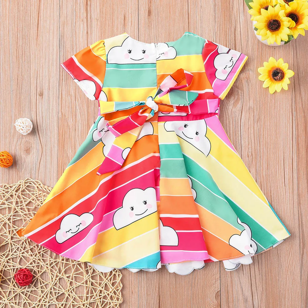 SAGACE Newborn Baby Dress Cute Summer Cartoon Cloud Print Printed Tutu Toddler Kids Girls Sweet Girl Dresses | Детская одежда и