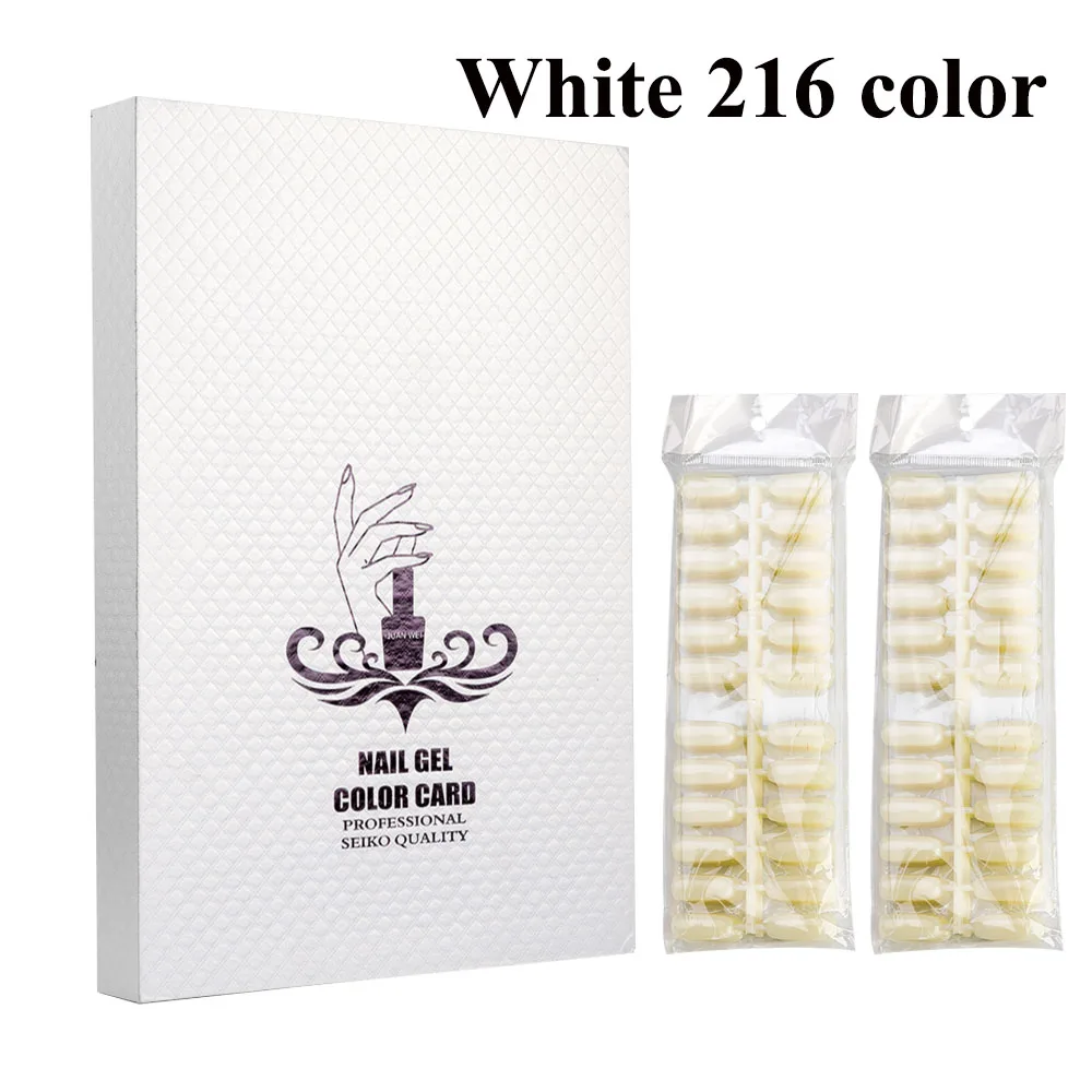 White216 Dmoley гелевая цветная карта для ногтей и кончики для ногтей, коробка для показа лака для ногтей, пустая книжка с панелями, инкрустированные оснастки для маникюрного салона, инструменты - Цвет: White216