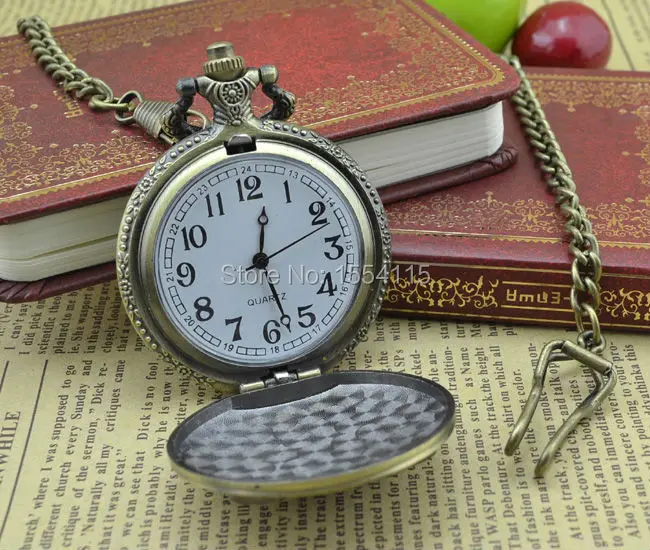 Акция на Рождество 50 шт./лот хит продаж Мужские кварцевые карманные часы с резным