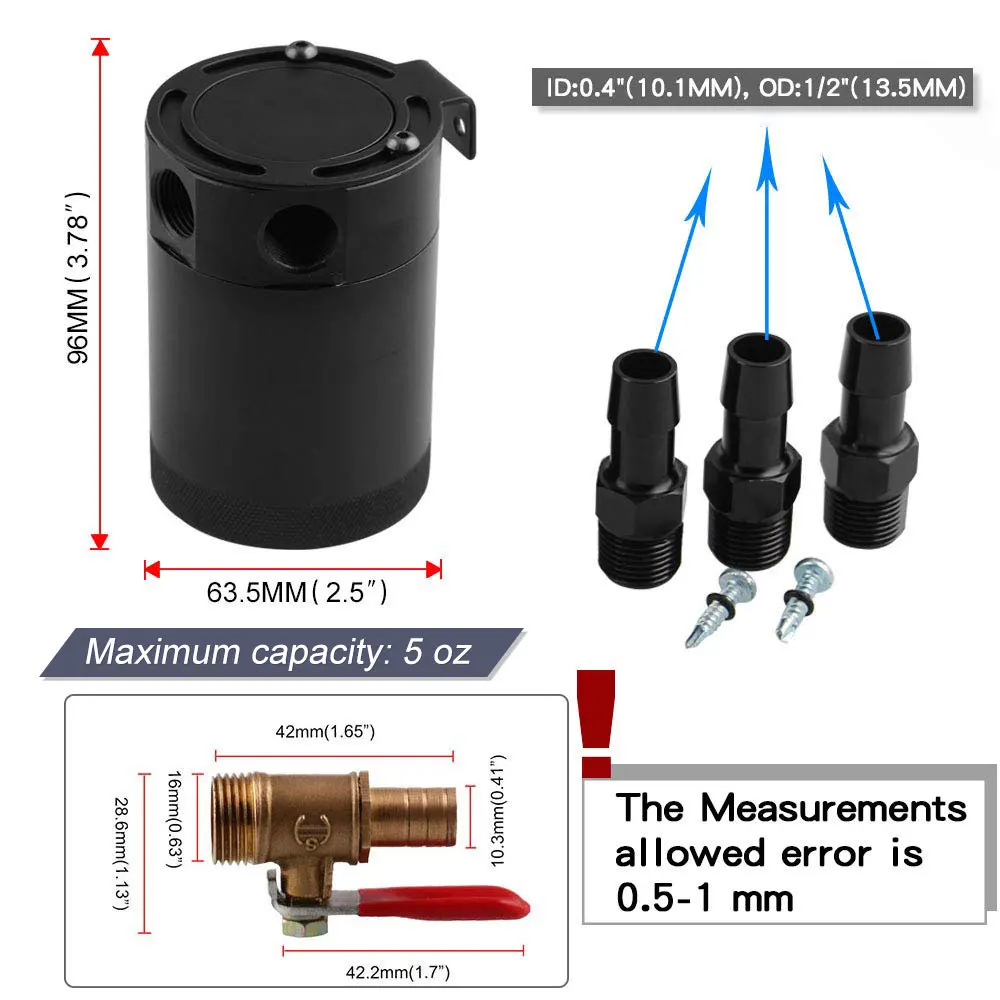 Универсальный алюминиевый маслоуловитель с 3 портами/бак/сепаратор OCC034 + OCC039 G|catch