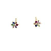2018 winter fashion earings brincos color new arrived tiny mini cute flower colorful cz earrings anti allergy