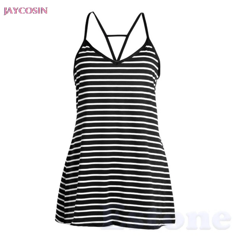 JAYCOSIN 2019 женское летнее повседневное Хлопковое платье в полоску с открытой спиной