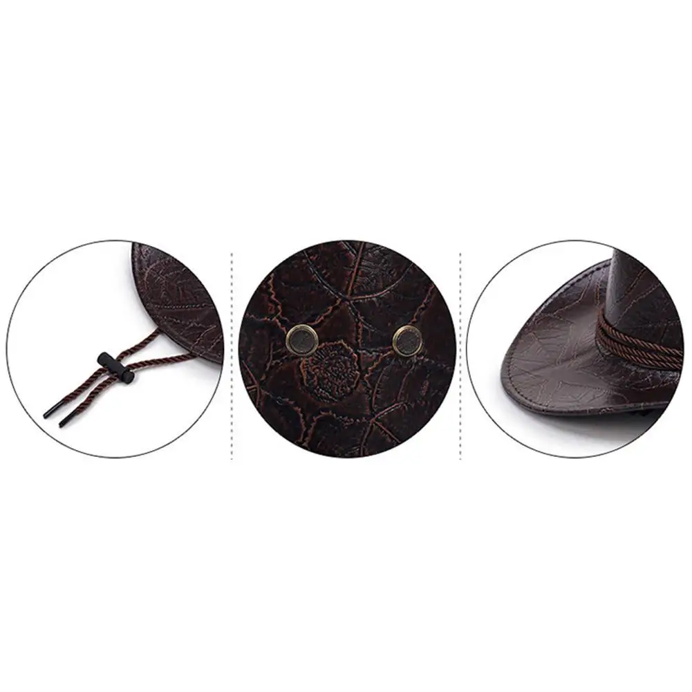 Western Cowboy Hat Leather Printed Faux Suede Three Ropes Along The Visor Men And Women Outdoor Hats Can Be Worn Ln All Seasons |