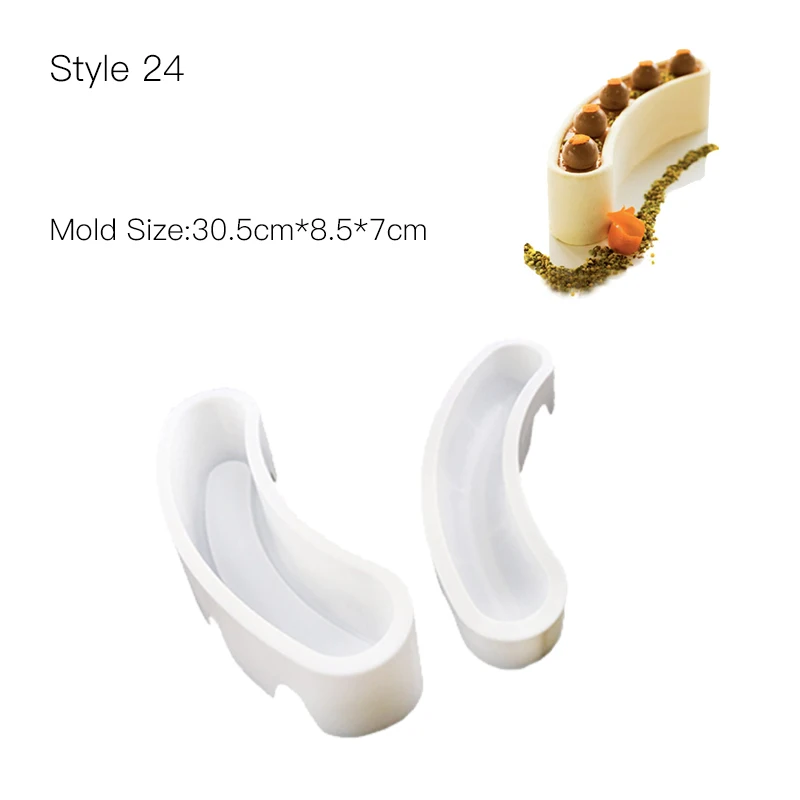 Style 24 Форма для украшения торта, 3D силиконовые формы для мусса, форма для десерта, форма в форме сердца, инструмент для декорации торта, форма для выпечки шоколадного домового - Цвет: Style 24